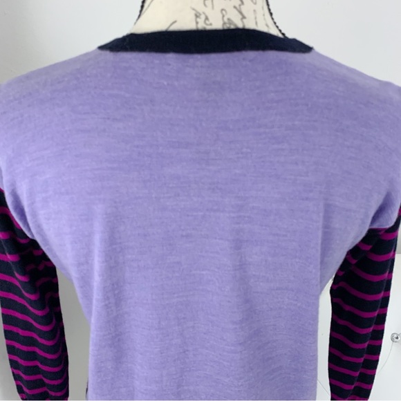 J. Crew Crew Neck 100% Merino Wool Pullover 3/4 Sleeve Striped Sweater XXS/XS/S - Picture 8 of 9
